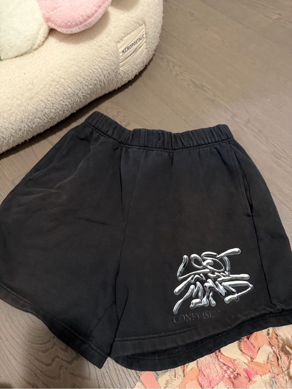 Black Men's Graphic Lounge Shorts - Coney Island